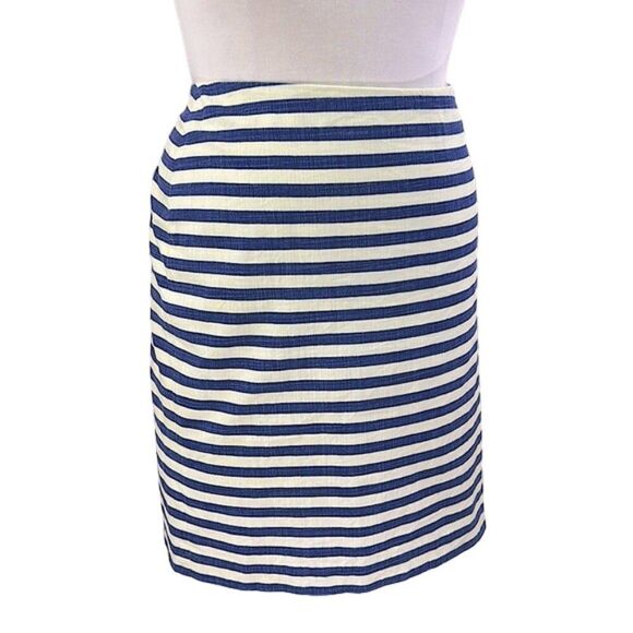 Talbots Skirt Size 12P Nautical Striped Blue White NWOT - Picture 1 of 9